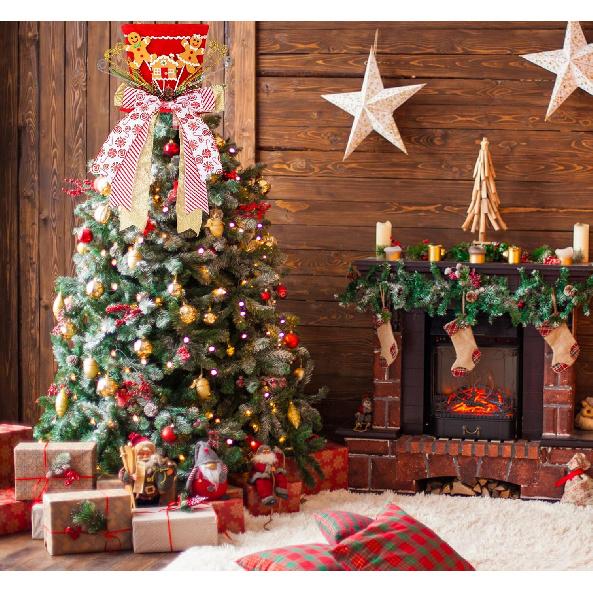 Christmas Tree Topper Hat, Gingerbread Man Xmas Tree Toppers Large Red Hat with Lengthened Ribbon, Christmas Tree Ornaments for Christmas Holiday