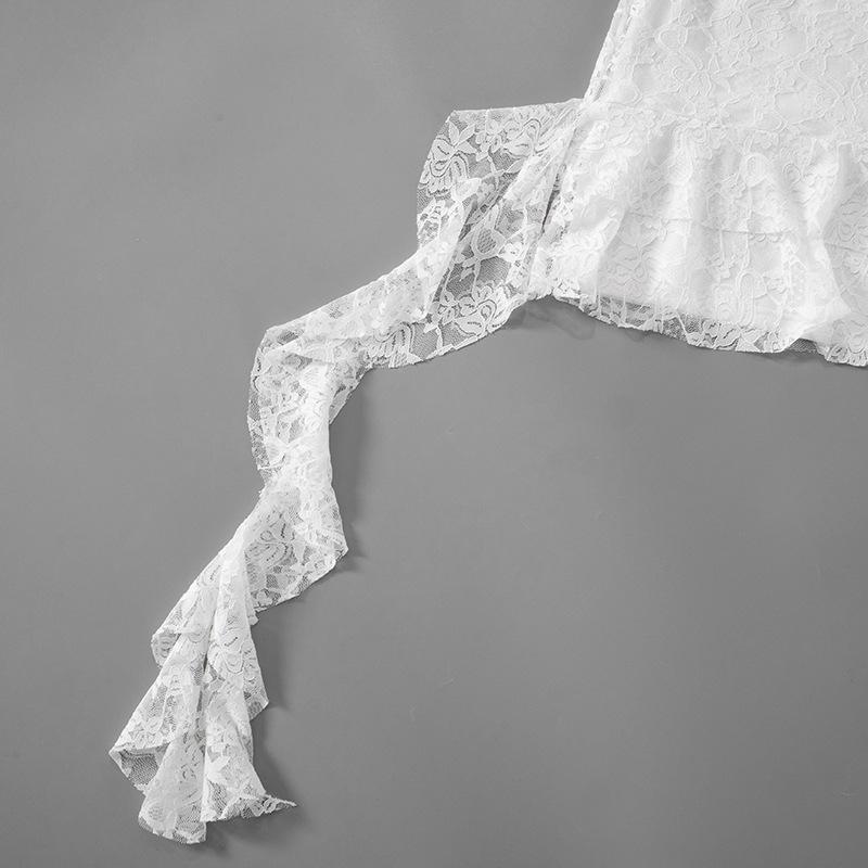 Rochie scurtă cu mânecă lungă, cu mânecă cu un umăr, cu volan, la modă de toamnă