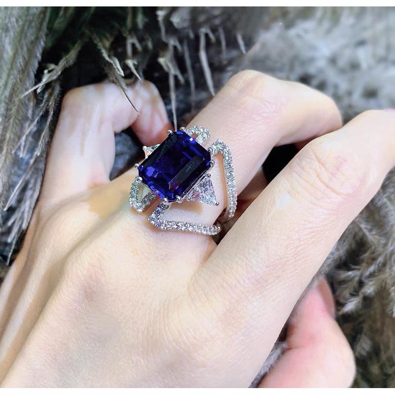 18K Gold Plated Sapphire & Diamond Ring - Luxurious, Durable, Versatile Women's Jewelry