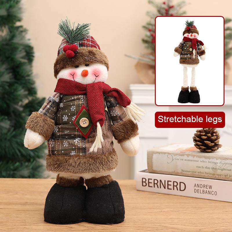 Christmas Doll Telescopic Santa Snowman Elk Standing Doll Scalable Standing Doll New Year Ornament Home Hotel Xmas Party Gift