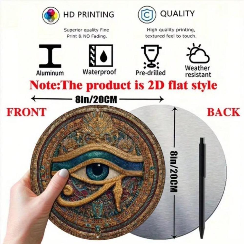 Occhio di Horus Arte da Parete Egiziano in Metallo Blu Azzurro Oro Placca Protettiva