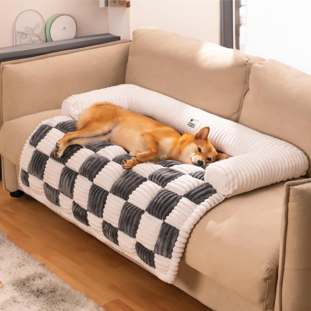 Checkered Plush Pet Bed Soft Comfortable Dog Bed/Cat Bed Square Cushion for Pets