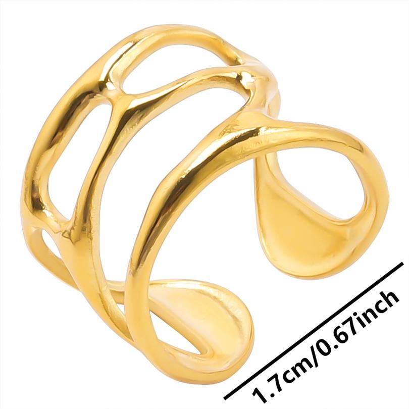 1/5Ppcs/Lot Real Gold Plated Stainless Steel Rings For Women Men Accessories Open Adjsutable Chunky Butterfly Heart Ring Anillos