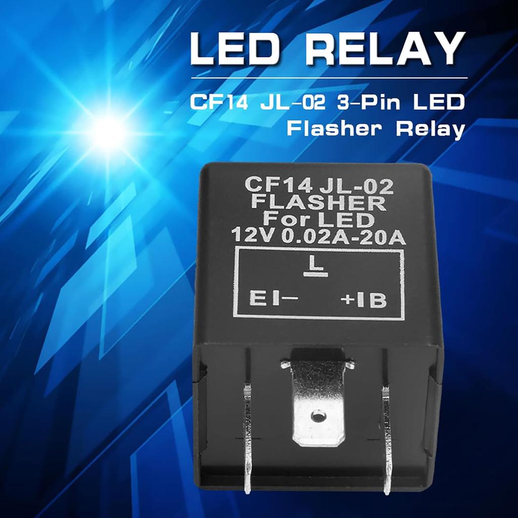 12V LED Flasher Relay, CF14 JL-02 3 Pin LED Flasher Flash Relay for Car Motorcycle Turn Signal Light Hyper Flash Fix