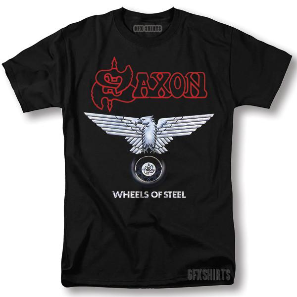 Saxon Shirt Wheels of Steel Rock Concert Tour Vntg Design T-Shirt Unisex T-Shirt XL