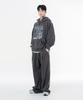MOZMOZ Terry Brushed Pigment Wide One-Pleat String Training Pants Charcoal
