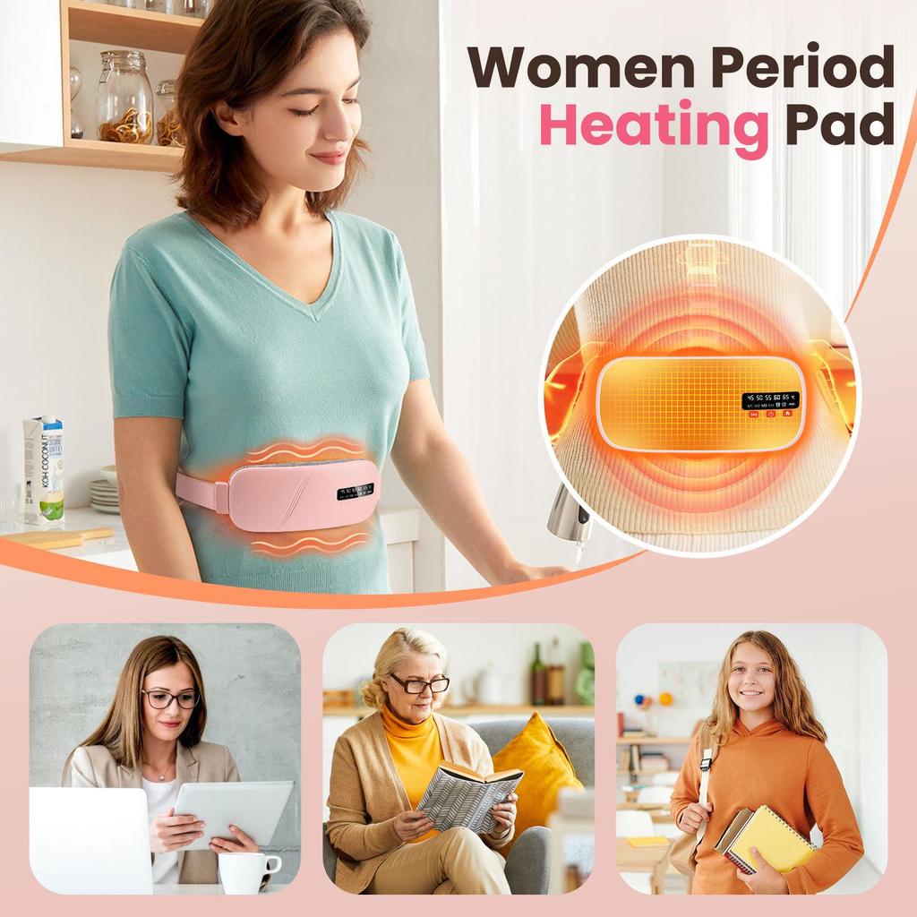 Women's Rechargeable Menstrual Warm Palace Belt with Massaging Heat and Digital Display