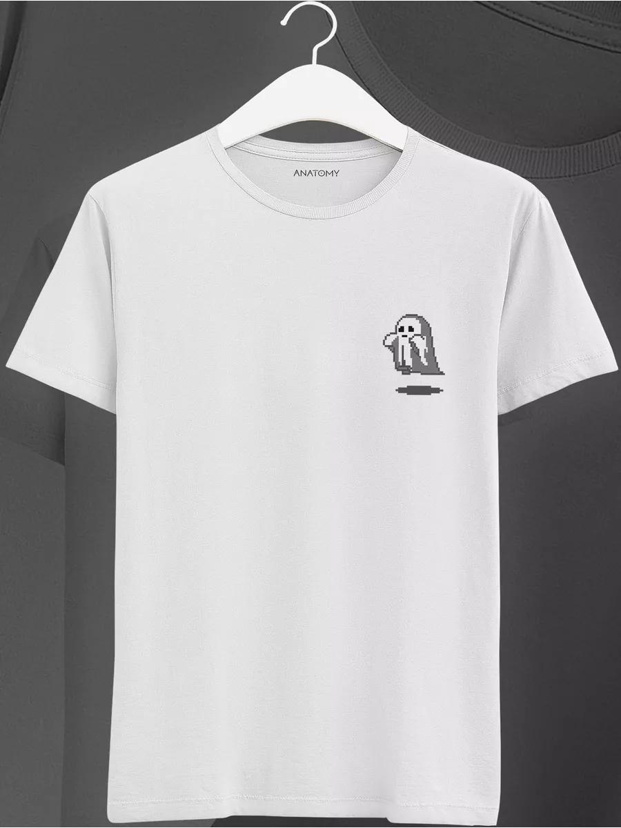 White T-shirt with ghost print 2XL