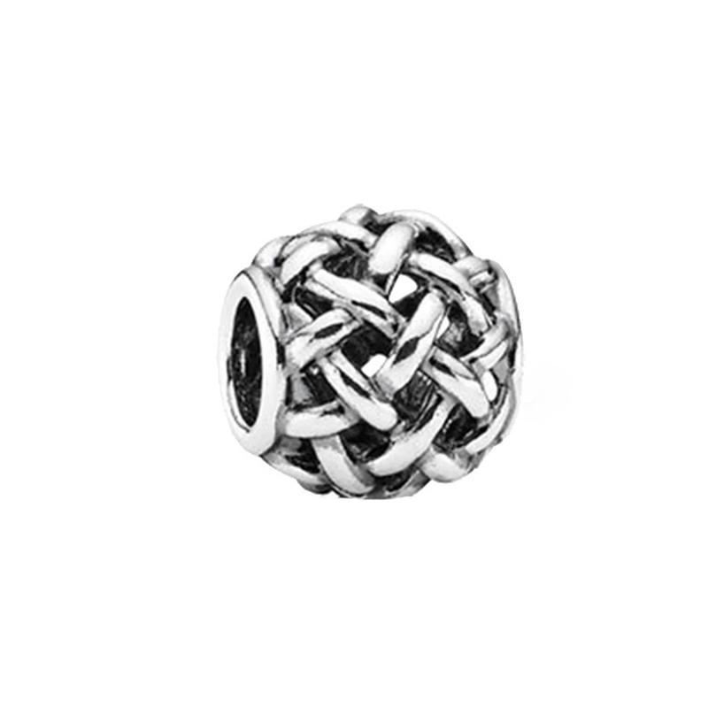 Pixar Hollow-out Round Woven Flower Queen Charm Bead European Silver Bracelet Necklace DIY Jewelry Gift for Women