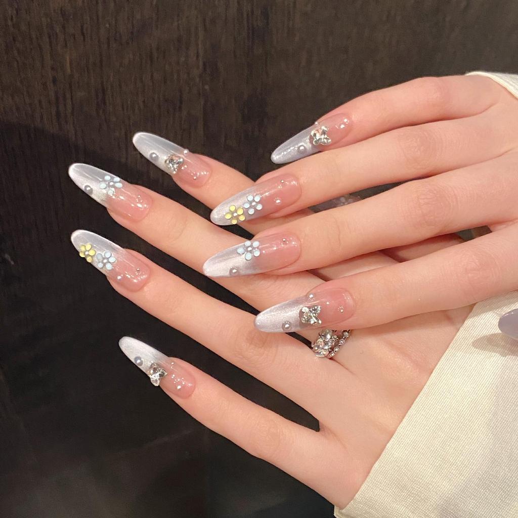 Handmade High-End Flash Diamond Nails: Boost Skin Glow with Pure Desire Style