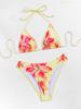 Bedruckter Bikini zum Binden Dreieck Sexy Bikini geteilter Badeanzug für Frauen