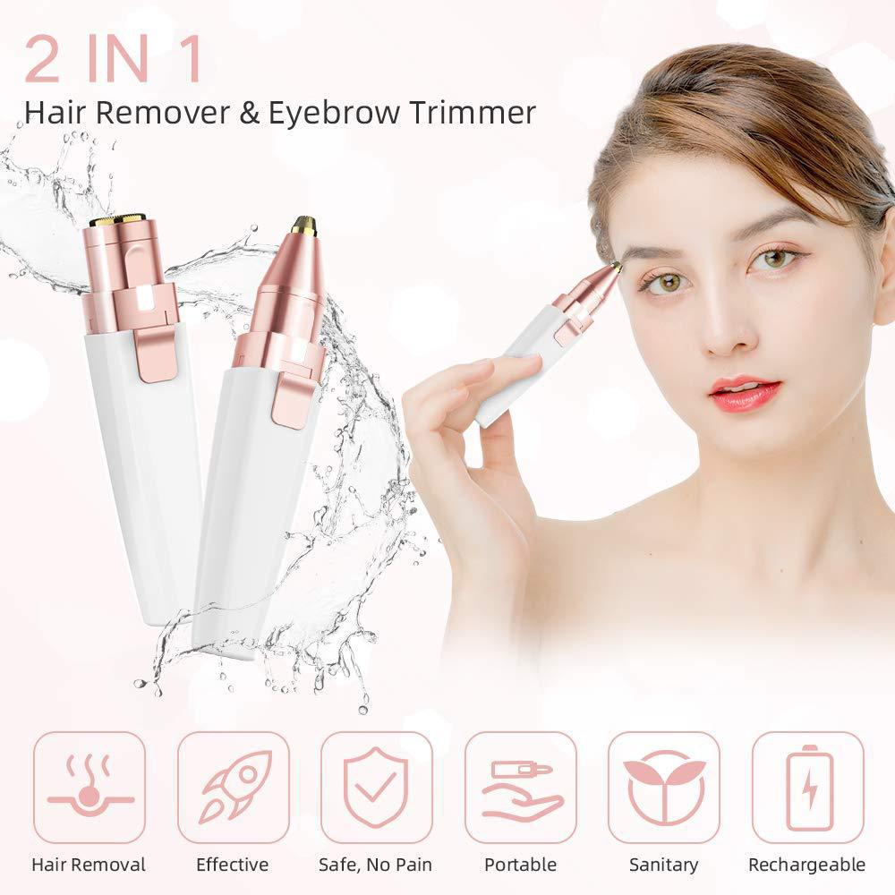 USB Rechargeable 2-in-1 Eyebrow Trimmer & Mini Lipstick Epilator