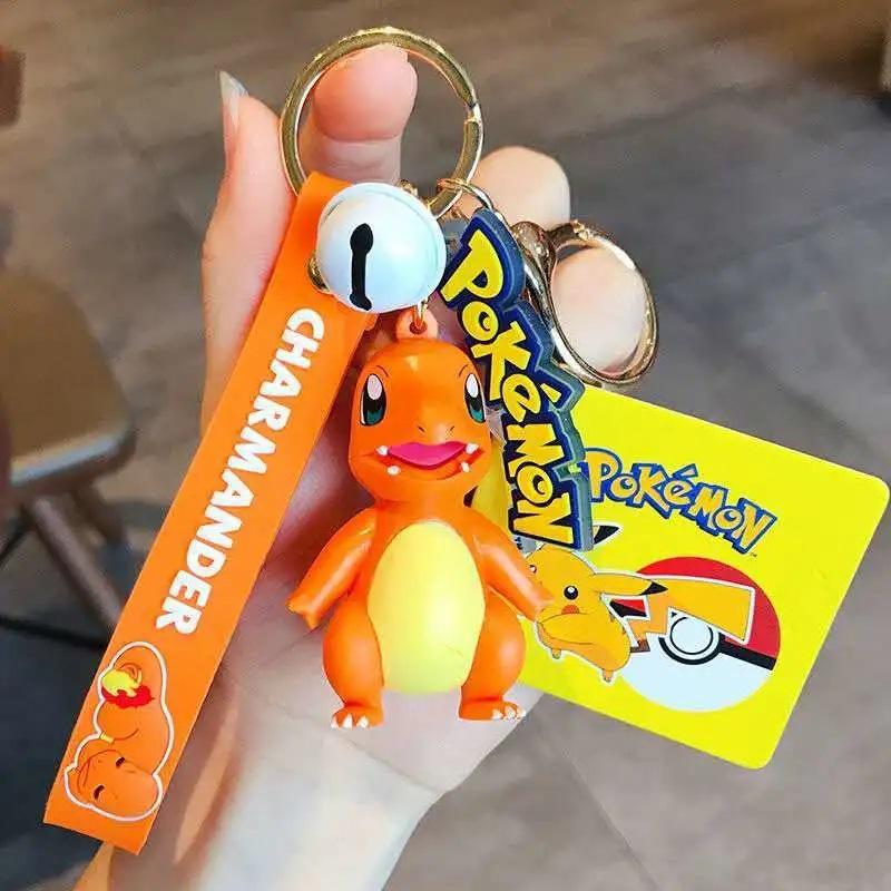 Non-Toxic Pokmon Pikachu Keychain Bag Pendant Cute Cartoon Doll Squirtle Duck Exquisite Car Keychain Ring Gift