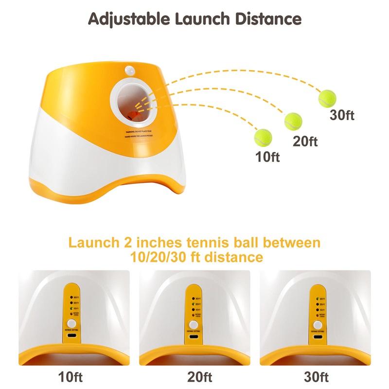 Automatic Ball Launcher for Dogs 10-30ft Adjustable Distance Motion Sensor Safety 2000mAh Battery for Small Medium Pets