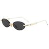 Oval Shape Rimless Sunglasses For Women Korean Stylish Anti-Glare Women Sun Glasses High Quality Men Sunglasses