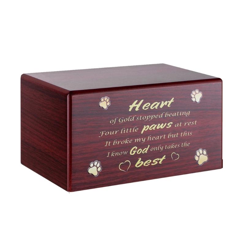Cat Ashes Box Pet Funeral Cremation Box with Carved Word Wooden Urns Box Keepsakes Funeral Casket Pet Dog Memorial Gift