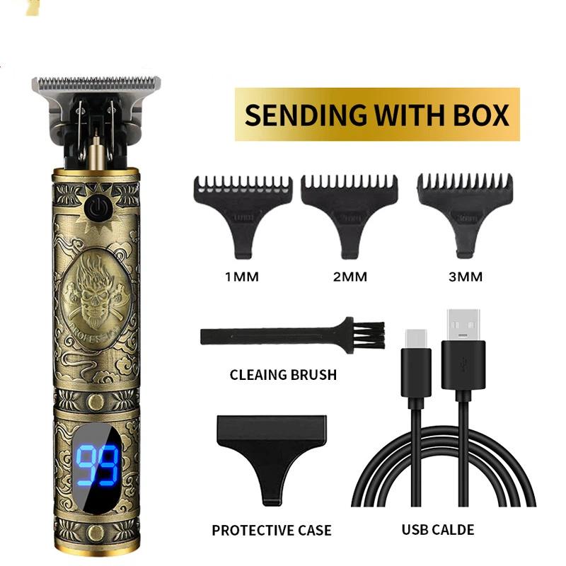 New Hair Clipper LCD Digital Display Household Hair Clipper Retro Oil Head Electric Clipper T9 Beard Carving Small Clipper Electric