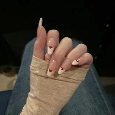 Nail Art Wearing Armor Handmade Fake Nail Patch White French Love Pure Style Nail Art Product