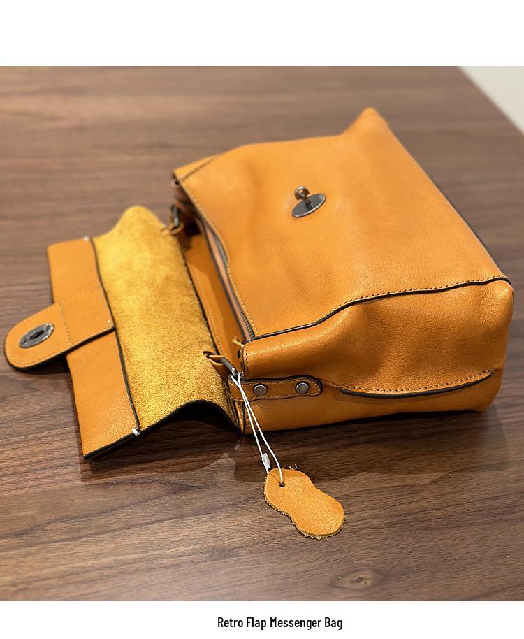 2024 Autumn/Winter Vintage Handmade Women's Genuine Leather Shoulder & Crossbody Bag