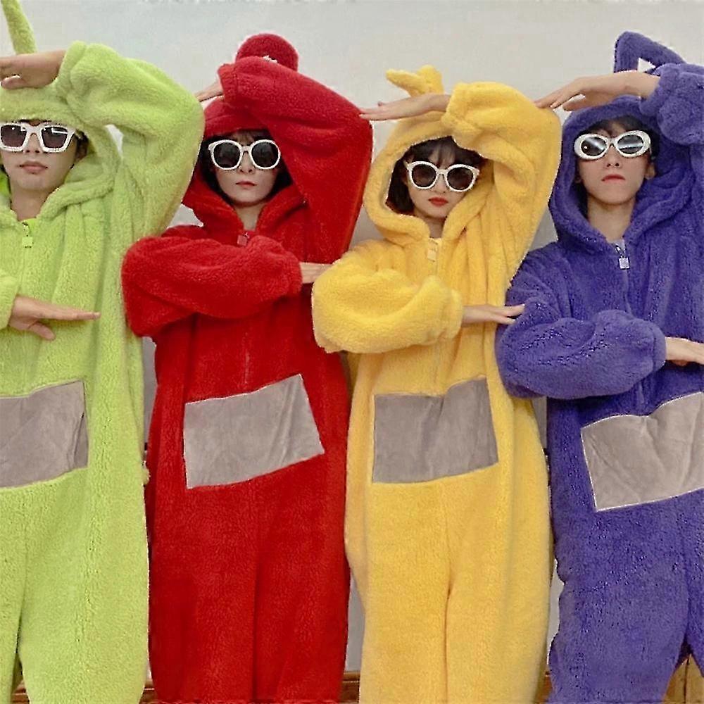 Unisex Teletubbies Costumes Disi Onesies Lala Cosplay Pajamas Adult Pyjamas Animal Sleepwear Jumpsuit