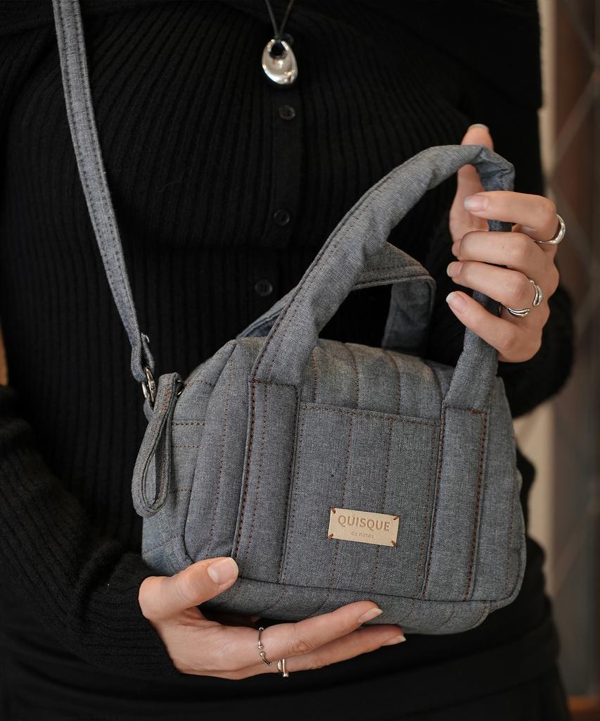 Quisque De Nimes Mini Quilted Bag (Quilted Denim Gray)