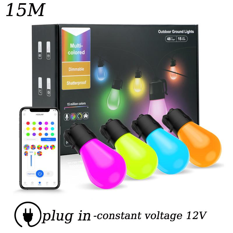 15M Smart LED String Lights App Control Fairy Light Outdoor Christmas Garland Festoon Lamp Garden Party Decor