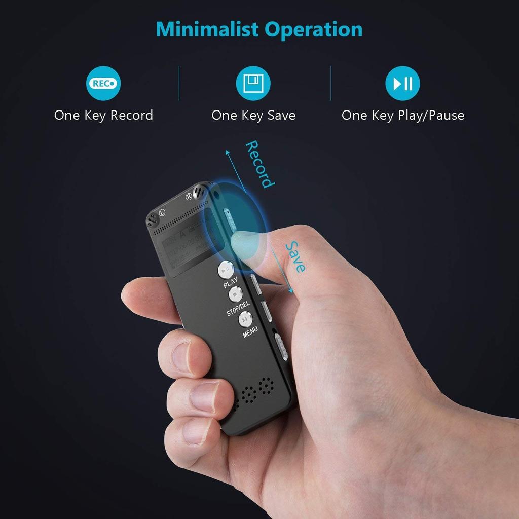 Recorder audio Înregistrare activată prin voce Mini dictafon Stereo Hifi Lcd Mp3 Player Înregistrare Mini Recorder voce