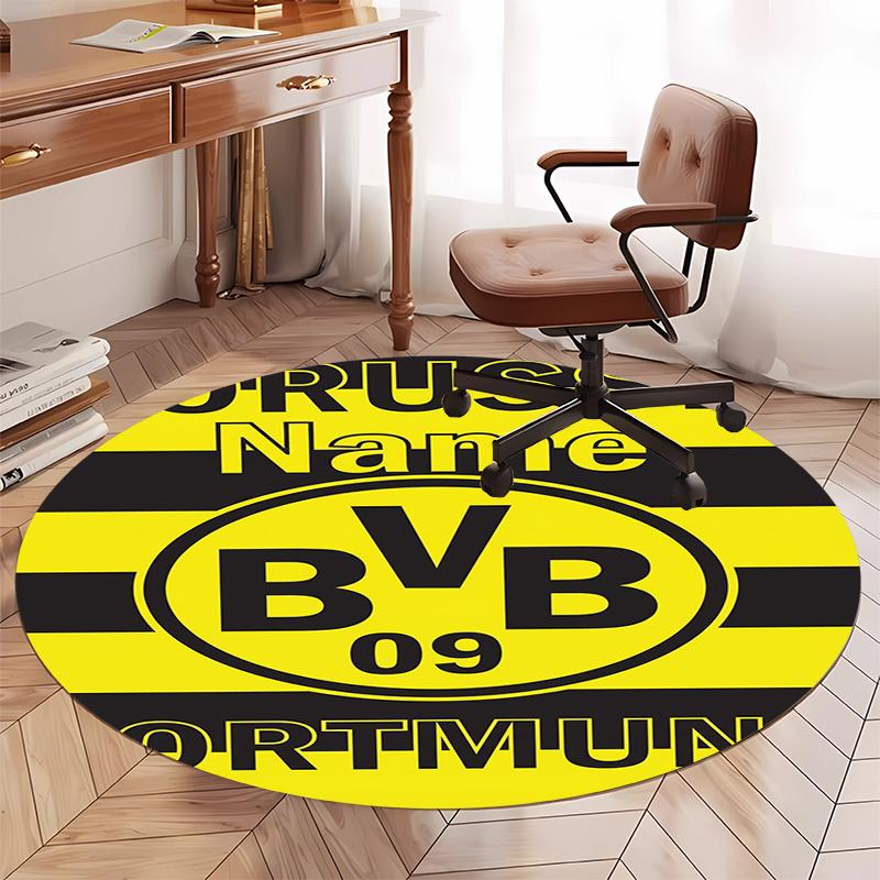 Brugerdefineret Navn Borussia Dortmund Printet Rund Tæppe Stol Tæppe Område Tæppe Entré Dørmåtter, til Kontorstol Stue Soveværelse Køkken Rum.