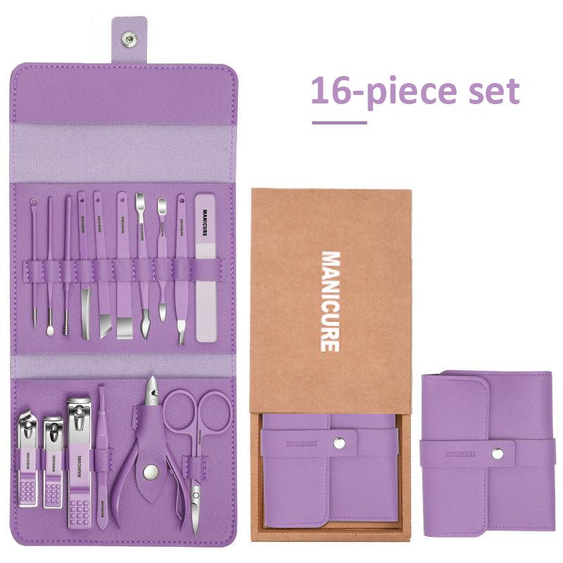12-16 st/set Nagelklippare i rostfritt stål Nagelklippare Set med hopfällbar påse Manikyrklippare Saxar Makeup Skönhetsverktyg
