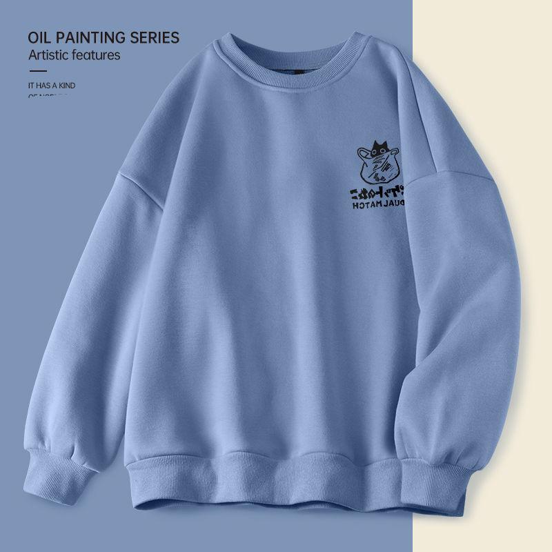 

2023 Новый Весенне-Осенний Тонкий Модный Простой Универсальный Ленивый Расслабленный С Круглым Вырезом С Принтом Букв С Длинным Рукавом Женский Свитер S синий