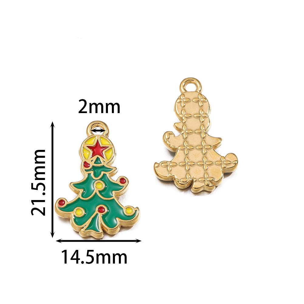 1pcs Stainless Steel Christmas Charms Gold Color Santa Claus Christmas Tree Enamel Pendants For DIY Earrings Necklaces Making