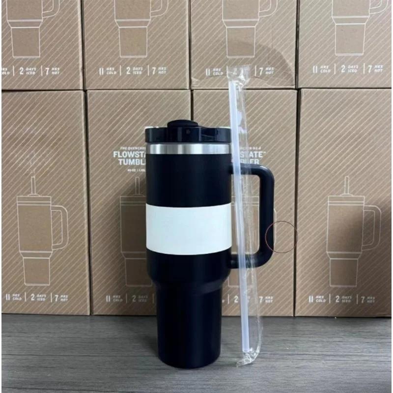 Super cool! 40 oz nerezový vákuový termoskový pohár s viečkom a slamkou na ľadový čaj a kávu kedykoľvek a kdekoľvek