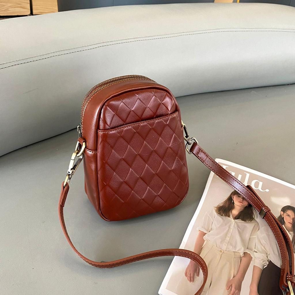 Rindsleder Nische Luxustasche Damentasche Handgriff Handtasche Schlichte Damen Handy Wechselhülle