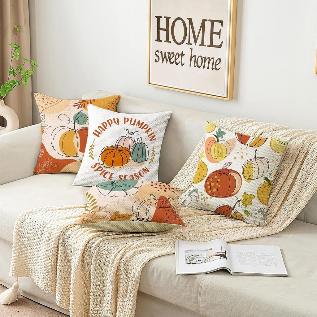 Autumn Harvest Sofa Pillow Pumpkin Decorative Cushion Small Animal Squirrel Print Cushion Cover Pillow Cover