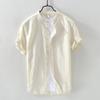 Men's Chinese Style Linen Stand Collar Short-Sleeve Shirt - Summer Casual, Loose Fit