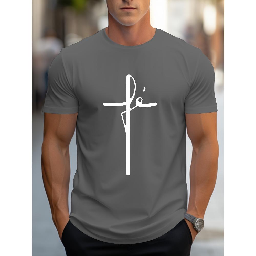 

Мужская летняя модная повседневная свободная футболка с круглым вырезом и коротким рукавом, с принтом в виде креста и букв. 6XL