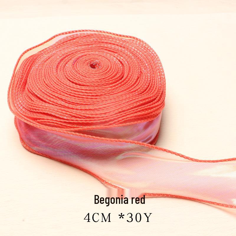 Coreless Iridescent Fishtail Satin Ribbon for Bouquet Packaging