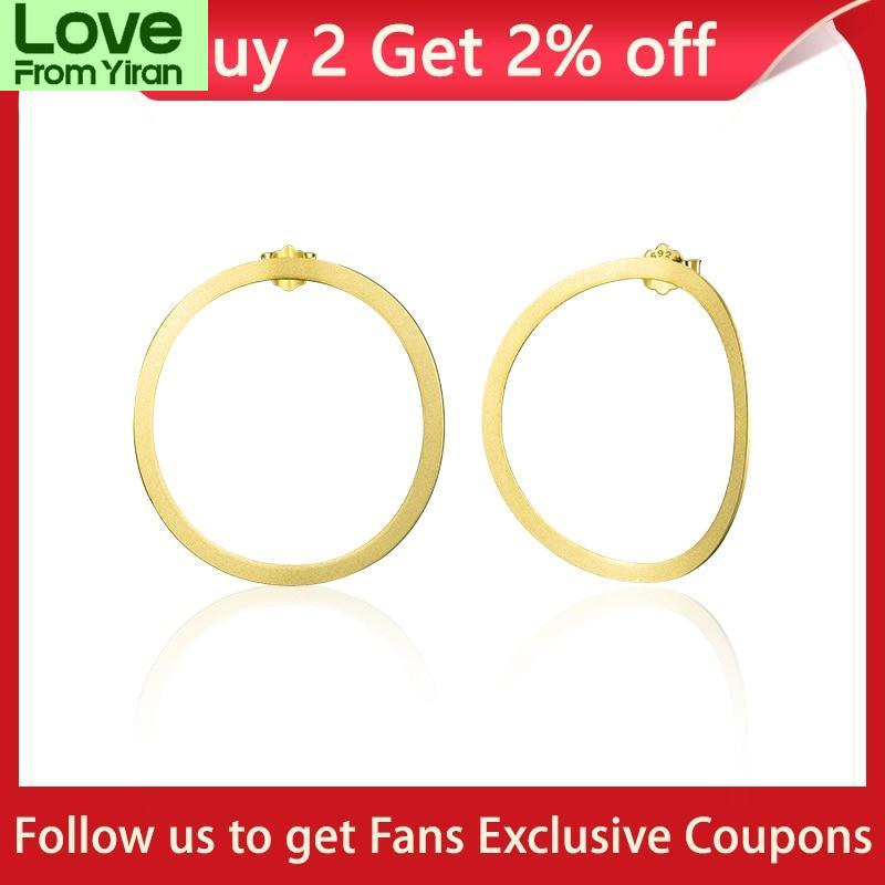 Lotus Fun 18K Gold Color Minimalism Big Hoop Women Circle Dangle Earrings Tone Luxurious Jewelry Trend Latest FemaleLuxury Dangle