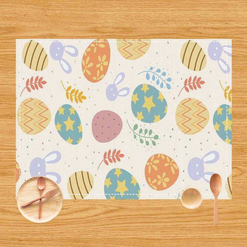 1PC Cartoon Rabbit Placemat Dining Table Decor Linen Tableware Coaster Kitchen Pads Accessories For Kids Birthday Party Easter