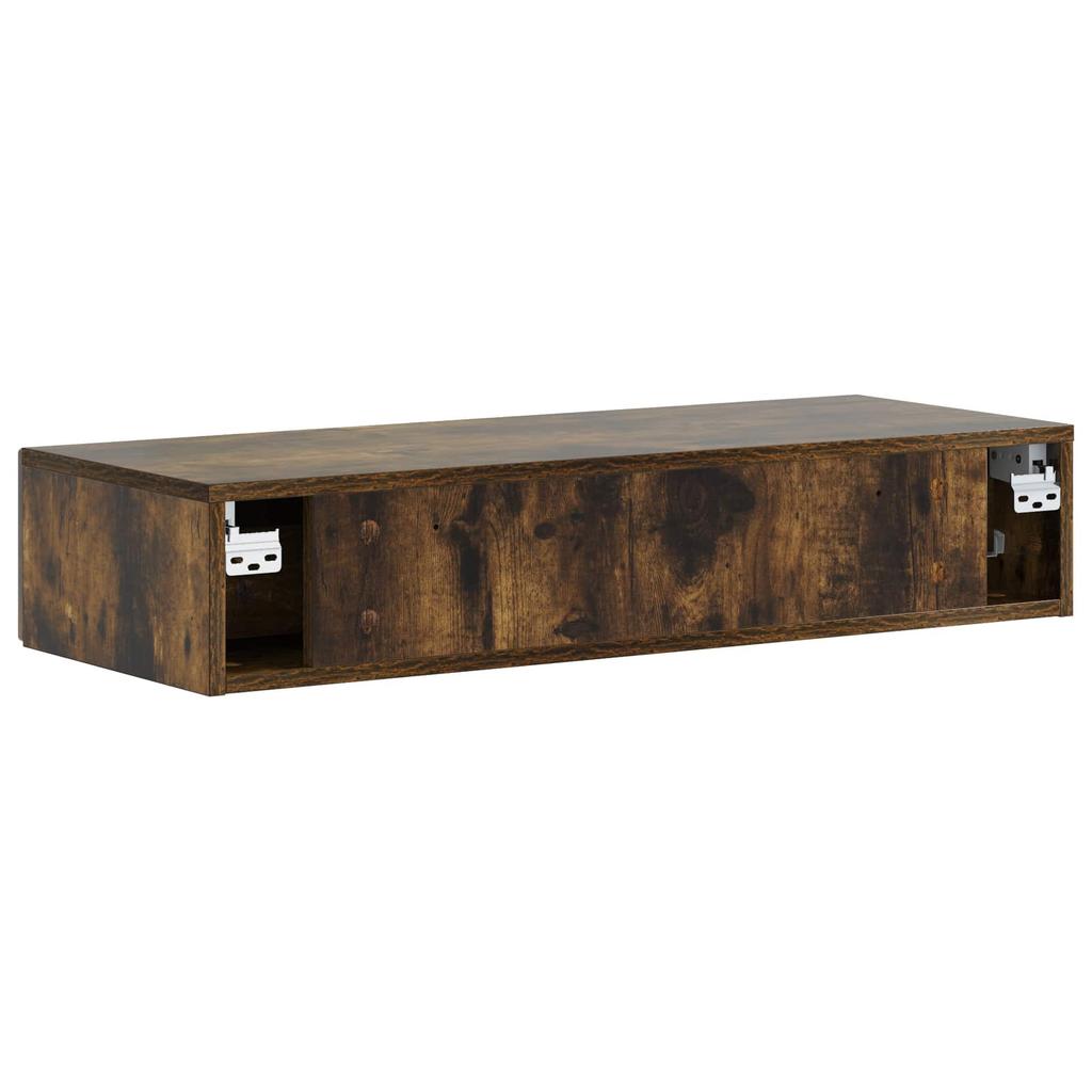 Wall Mounted Side Table Smoked Oak Wood Based Material