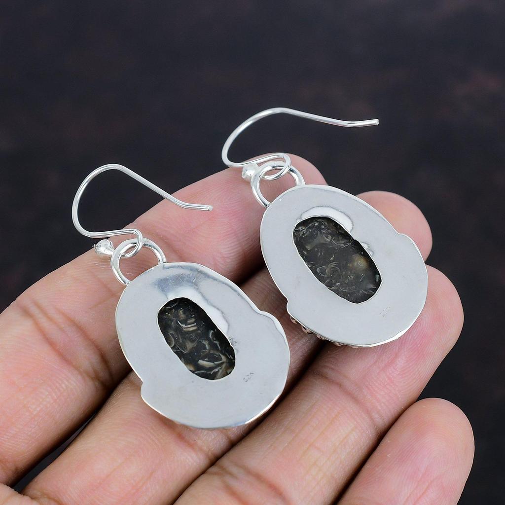 Turritella Agate Earring Gemstone Earrings 925 Sterling Silver Earring Healing Stone Earring Handmade Jewelry Gifts For Wife Stylish Earring
