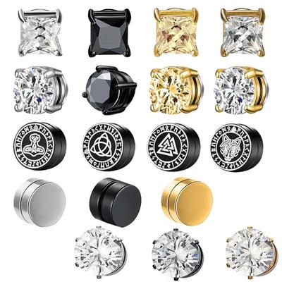 1Pairs Kristall Starke Magnetische Ohr Stud Clip Ohrringe für Männer und Frauen Punk Runde Zirkon Magnet Ohrringe Nicht Piercing schmuck