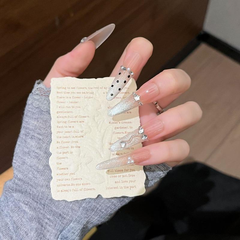 Cat's Eye Wearing Nail Pure Hand-made Nail Piece Fake Nail Wearing Nail Piece Advanced Sense Thin Dog Long