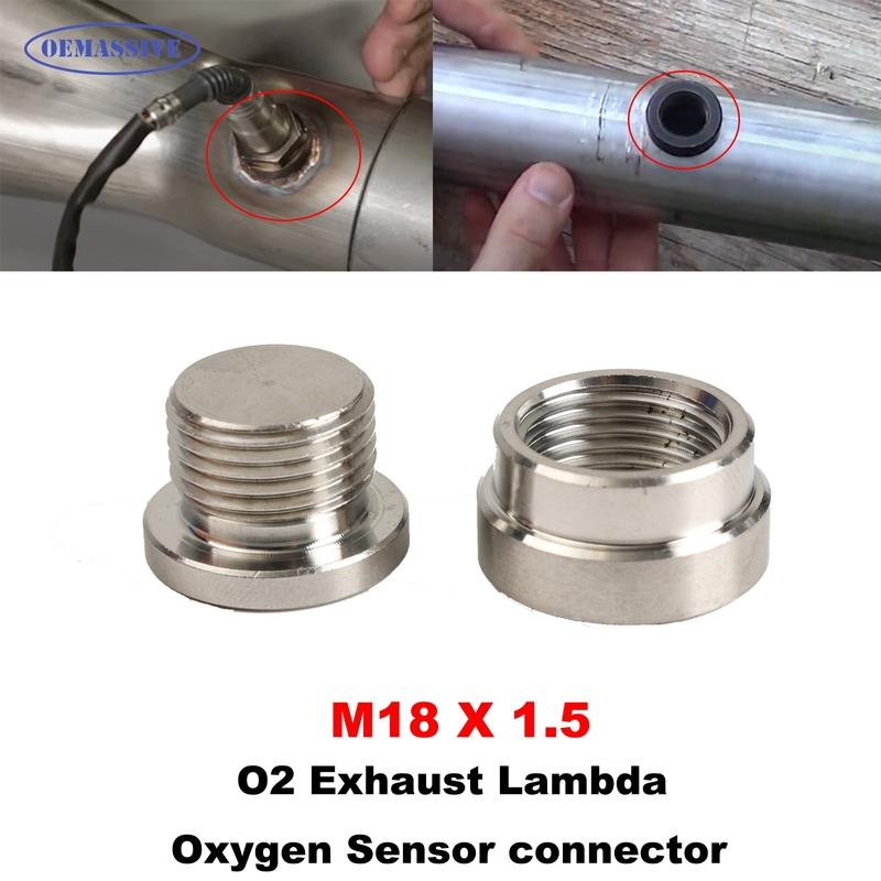 Universelles M18x1.5 Aufschweißbares Sauerstoffsensor-Gewindebuchsen- und Stopfen-Set Metall Breitbandmutter und Dichtkappe Set O2-Sensor-Installationswerkzeug