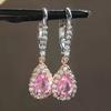 Huitan Elegant Lady Drop Earrings for Wedding Party Daily Engagement Trendy Accessories Inlaid Pink Shiny Cubic Zirconia Jewelry