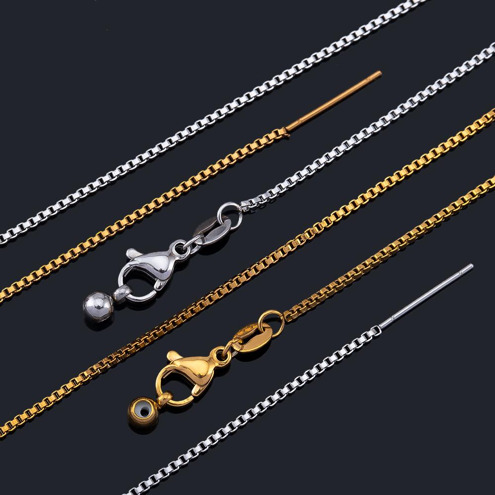 1pc Stainless Steel Semi-finished Link Chain Lobster Clasp Adjustable Stick with Silicon Bead Necklace Parts Jewelry Making