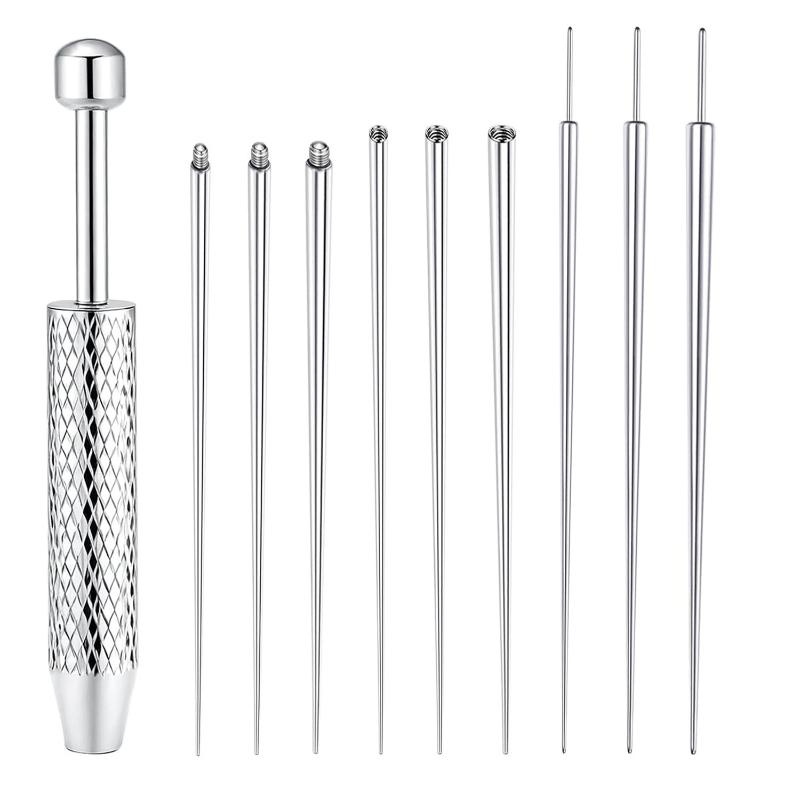 Stainless Steel Titanium Curved Piercing Taper Tool Earring Applicator Professional Puncture Straight/Curved Pole Earring Tool