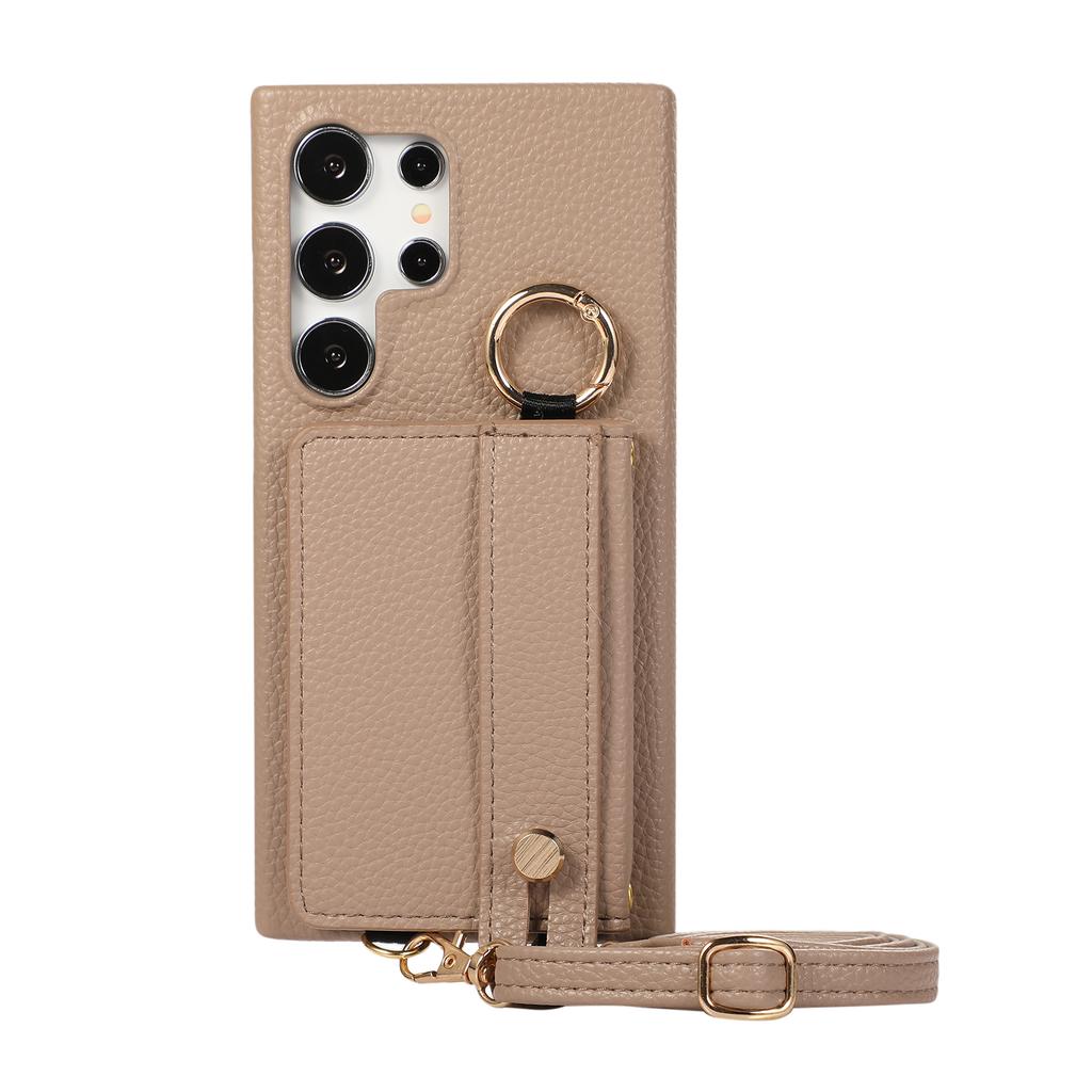 Polsband Crossbody Lederen Portemonnee Ringhouder Hoesje Voor Samsung Galaxy S24 Ultra S23 S21 Plus A15 A35 A55 A54 Lanyard Cover