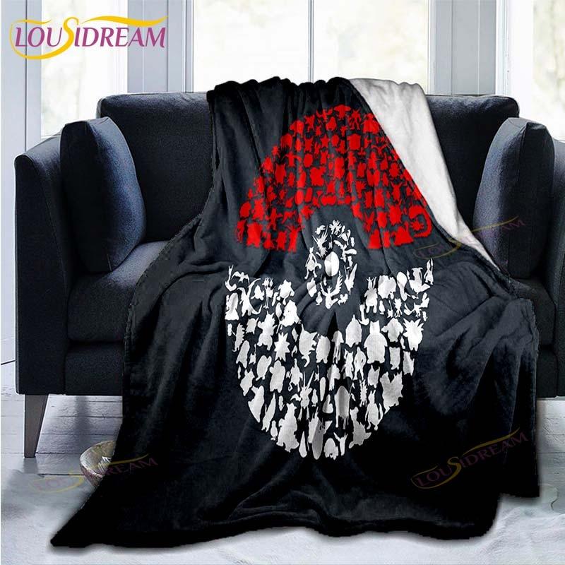 Manta decorativa con estampado de Pokémon, funda de edredón para sofá, ropa de cama de viaje, manta decorativa, manta de franela, colcha, mantas del Grinch