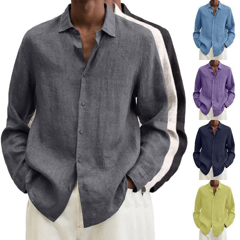 Men S Long Sleeve V Neck Loose Button Cardigan Shirt